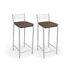 Banqueta Sala De Jantar Gênova 2b705cr Kit 2 Un Cromado/courano Marrom - Kappesberg