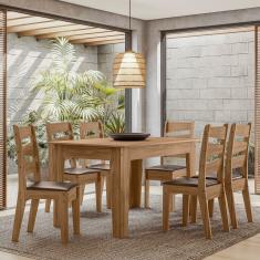 Conjunto Sala de Jantar Italia 1,35 com 6 Cadeiras Cedro 61C