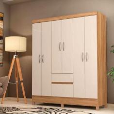 Guarda Roupa Casal Ambiente Flash 2 Amêndola Touch Off White  Demóbile