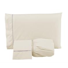 Jogo de Lençol Casal 3 Peças Percal 400 Fios Ponto Palito - Linda Casa