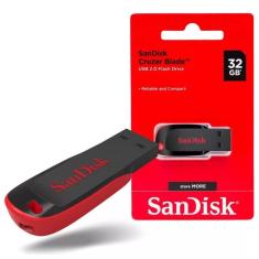 Pen Drive 32GB Sandisk Cruzer Blade 2.0 Preto e Vermelho