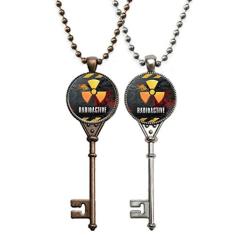 OFFbb-USA Logotipo Radioativo Substâncias Aviso Chaveiro Colar Pingente Joias Decoração Casal