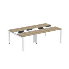 Mesa de Plataforma Dupla para 4 Pessoas Corporativa 120X140/4P PDC12/14/4P Noce Naturalle/Branco