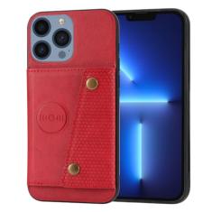 Capa de telefone flip com bolso para cartão para iPhone 14 13 12 11 15 Pro Max XR XS 8 7 Plus Slot Holder Kickstand Capa à prova de choque, vermelha, para iPhone X ou XS