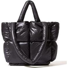 Bolsa de ombro grande com baiacu, moderna, luxuosa, chique, acolchoada de algodão, sacola feminina, sacola macia de inverno, bolsa de travesseiro de nylon para baixo, bolsas femininas e bols