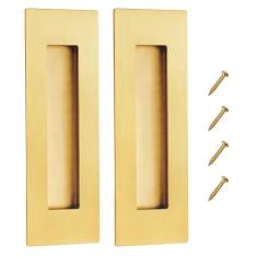Malimali Puxadores de dedo embutidos dourados de 15 cm para bolso/armário/porta deslizante de celeiro - Puxadores retangulares de aço inoxidável dourado escovado (pacote com 2)