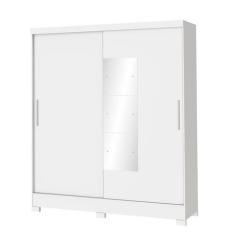 Guarda Roupa Casal 2 Portas 2 Gavetas MDP Branco Com Espelho - San Mar