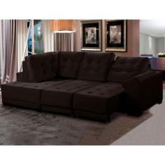Sofá Chaise Canto 5 Lugares 250 Cm Mola Bonnel Cama Retrátil D26 Luxur