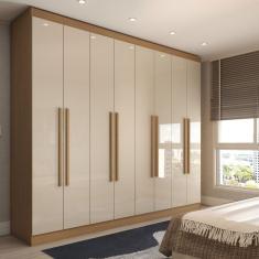 Guarda-Roupa Casal Ela e Ele 8 Portas 8 Prateleiras Cinamomo/Off White - Panorama Móveis