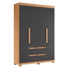 Guarda Roupa Doble Quarto Com 4 Portas e 4 Gavetas Freijo/chumbo