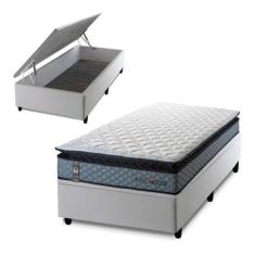 Conjunto Box Baú Chicago Cinza 96x203x64 Espuma D33 - King House