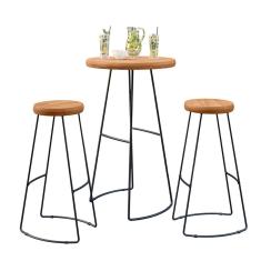 Kit Mesa Bistrô Redonda e 2 Banquetas Alta Astra Base Metálica - Pallazio