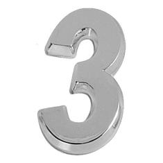 Número 3 De Residencia E Casa Brilhante 14cm De Altura - MetalCromo