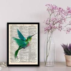 Quadro Decorativo Passarinho Beija Flor 45x34 Moldura Preta - Quadros 