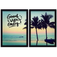 Conjunto Quadros Decorativos 2 peças 40x60 Praia Good Vibes - SHD  Sol