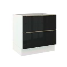 Balcão Madesa Lux 80 cm 2 Gavetas - Branco/Preto