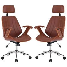 2 Cadeiras Escritório Juliette Presidente Giratória Marrom