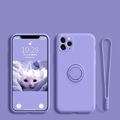 Capa de suporte de anel magnético de silicone líquido para Samsung Galaxy A52 A72 A12 A21S A51 A71 S21 Plus S20 FE Note 20 Ultra Stand Cover, Roxo Claro, para A72 (4G 5G)
