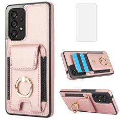 Asuwish Capa de telefone para Samsung Galaxy A53 5G com protetor de tela de vidro temperado capa carteira e suporte de anel fino suporte de cartão acessórios de celular de couro A 53 G5 53A SM A536U