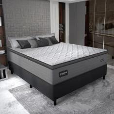 Cama Box Casal 138cm Molas Ensacadas Texas 2CEN Gazin - Preto/Grafite