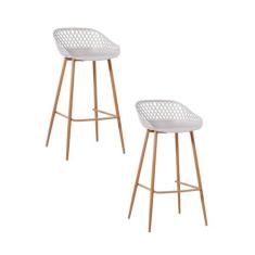 Kit 2 Banquetas Alta Polipropileno e Aço Mônaco Espresso Móveis