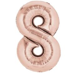 Balão Metalizado Rose Gold Número 8 - 70cm - Mundo Bizarro