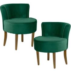 Kit 02 Poltronas Decorativas Sala de Estar Base de Madeira Ayla Veludo