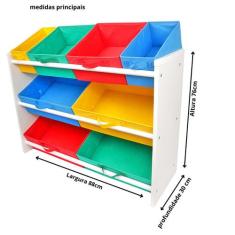 Organizador de Brinquedos Infantil OrganiBox Colorido, COLORIDO