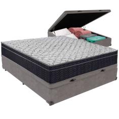 Conjunto Cama Box Casal Baú Colchão Airtech D45 Extra Firme