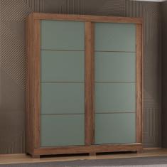 Guarda-Roupa Solteiro Montana 2 Portas 2 Gavetas Freijo Rústico/Preto/Green Fosco - Atualle Móveis