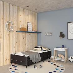 Cama Box Solteiro Conjugada Roma D28 Ortopédico Floral e Preta