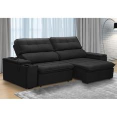 Sofá Ferguile Genebra 3 Lugares Com Porta Copo e USB