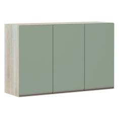 Armário Para Cozinha 120cm 3 Portas Legno Crema C/Verde