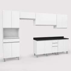 Armário De Cozinha Completa Top Class 6 Peças Com 12 Portas Branco Branco