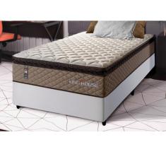 Conjunto Cama Box Espuma Atlanta Bege Solteiro 96x203x62
