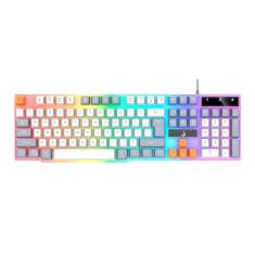 Teclado Gamer Rise Mode G1 Semi-Mecânico Rainbow USB Branco E Cinza - RM-TG-01-WG