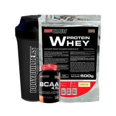 KIT 1x Whey Protein 500g + BCAA 4.5g 100g + Coqueteleira - Bodybuilders-Unissex