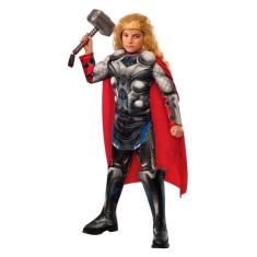 Fantasia Thor Infantil Com Músculos De luxo Original Marvel, Preto, G 