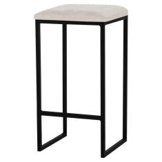 Banqueta Billie Base Preta Suede Bege Gran Belo