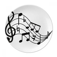 Prato de notas musicais em formato redondo decorativo de porcelana Salver louças de jantar