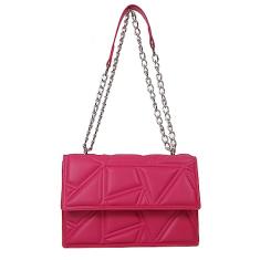 Bolsas transversais de moda feminina Alça de corrente leve Bolsas de ombro acolchoadas de designer (Rose Red)