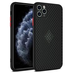 Capa de silicone macio com resfriamento respirável para iPhone 14 13 12 11 Pro XS Max Mini X XR 6S 8 7 Plus Capa ultrafina de dissipação de calor, preta, para iPhone 7 Plus