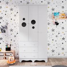 Guarda-Roupa Infantil Peroba Duda Plus com 3 Portas, 3 Gavetas e 92 cm de Largura