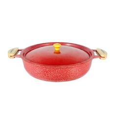 Frigideira Alumínio Fundido Craqueada Alça Meia Lua Vermelha 45cm - DI