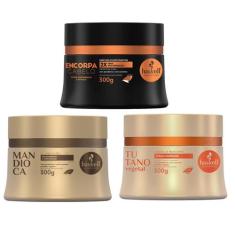 Kit Cronograma Capilar Haskell Cabelos Finos e Ralos 3x300g