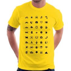 Camiseta Viajante 40 Icones Turista - Foca na Moda, Amarelo, P