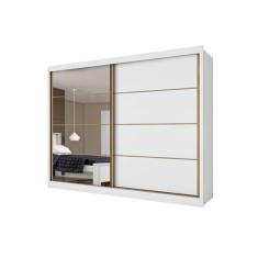 Guarda Roupa Casal com Espelho 6 Gavetas Sevilha - Branco - Made Marcs