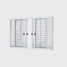 Janela Veneziana de Correr Central 6 Folhas sem Grade Riobras Alumínio 100cmx150cm Branco