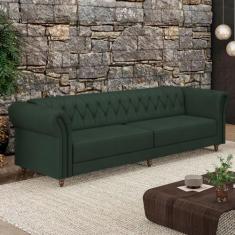 Sofá Living Sala de Estar Stanford Chesterfield 3 Lugares 240cm Pés de
