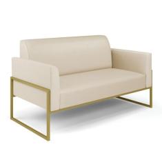 Sofá Namoradeira Base Industrial Alta Dourado Marisa material sintétic